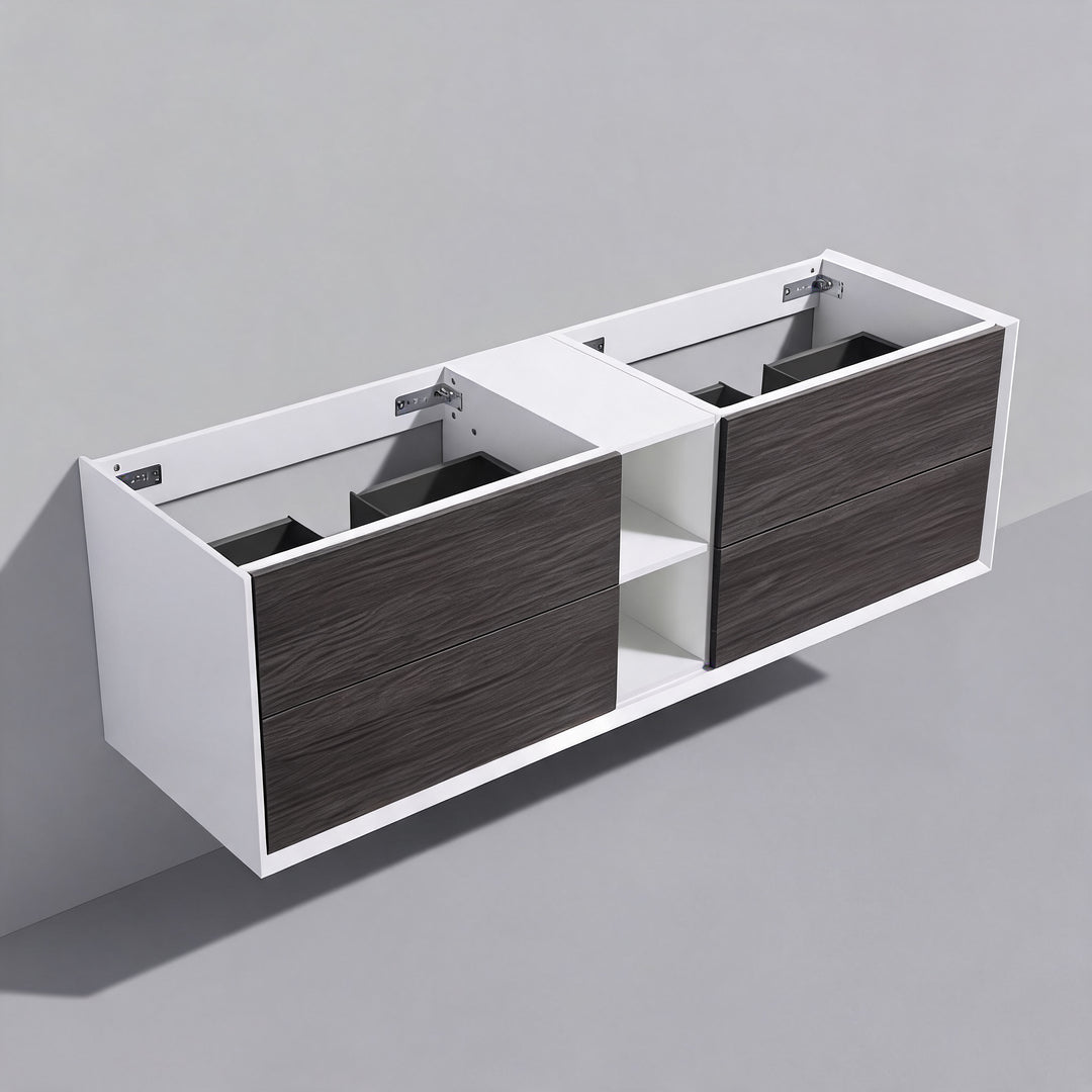 BAI Monza 75-inch Floating Bathroom Vanity with Gloss White Double Sink