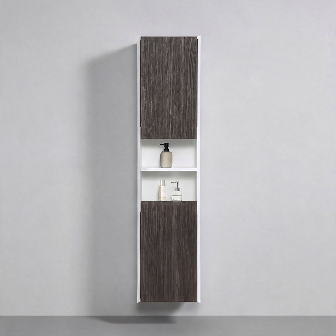 BAI Monza 16-inch Floating Bathroom Side Cabinet with Two Reversible Doors
