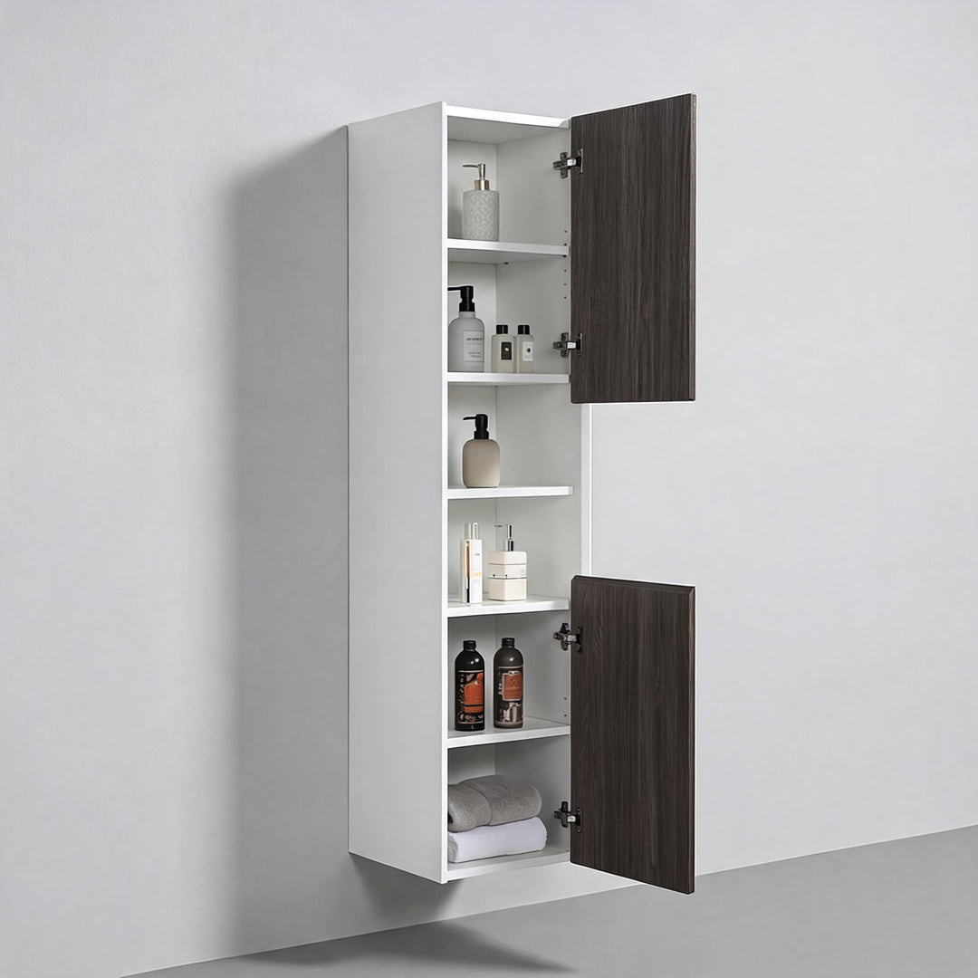 BAI Monza 16-inch Floating Bathroom Side Cabinet with Two Reversible Doors