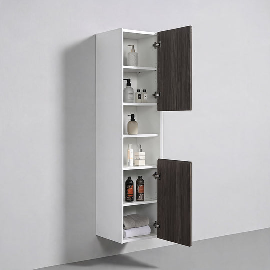 BAI Monza 16-inch Floating Bathroom Side Cabinet with Two Reversible Doors