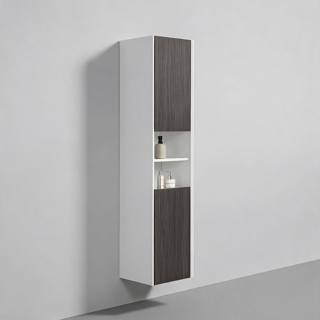 BAI Monza 16-inch Floating Bathroom Side Cabinet with Two Reversible Doors