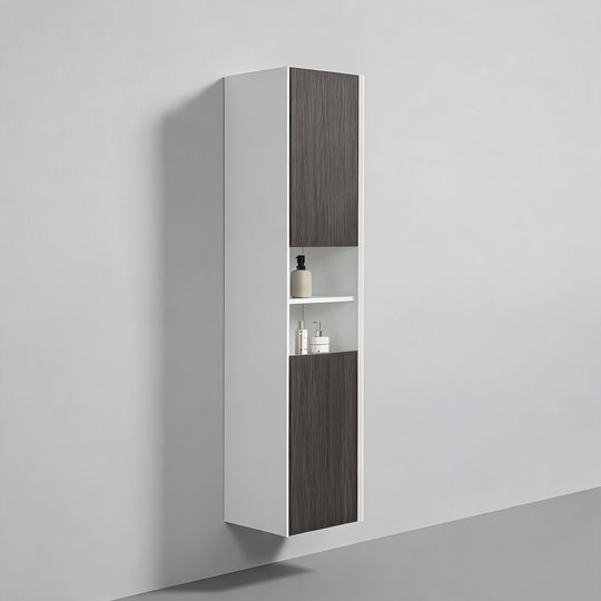 BAI Monza 16-inch Floating Bathroom Side Cabinet with Two Reversible Doors