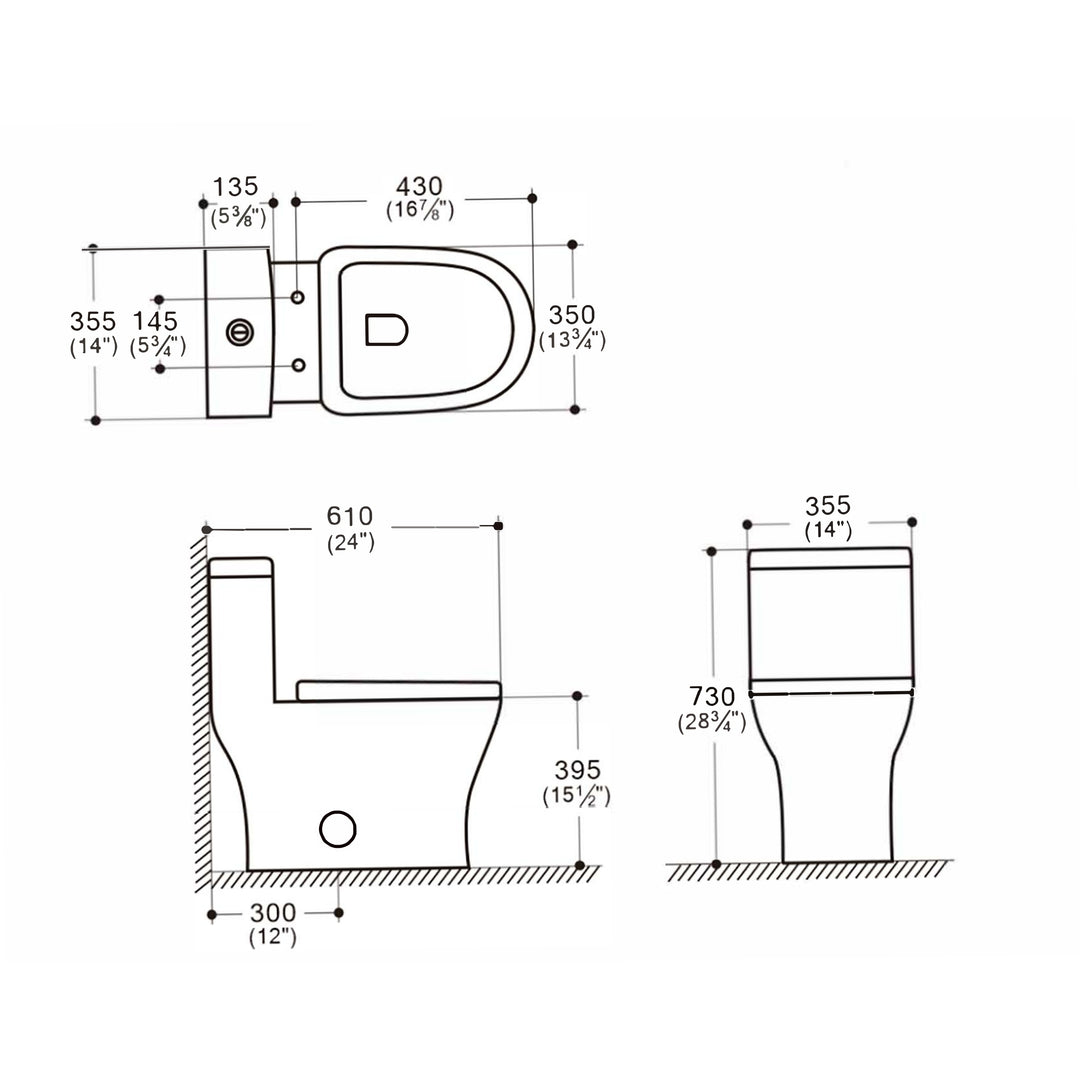 BAI 1008 Modern Toilet – One Piece Dual Flush with Soft-Close Seat