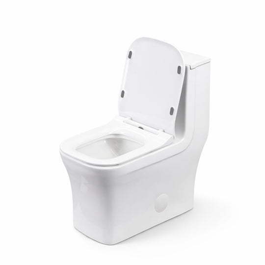 Angled open seat view of BAI 1006 Contemporary Toilet – One Piece Dual Flush with Soft-Close Seat