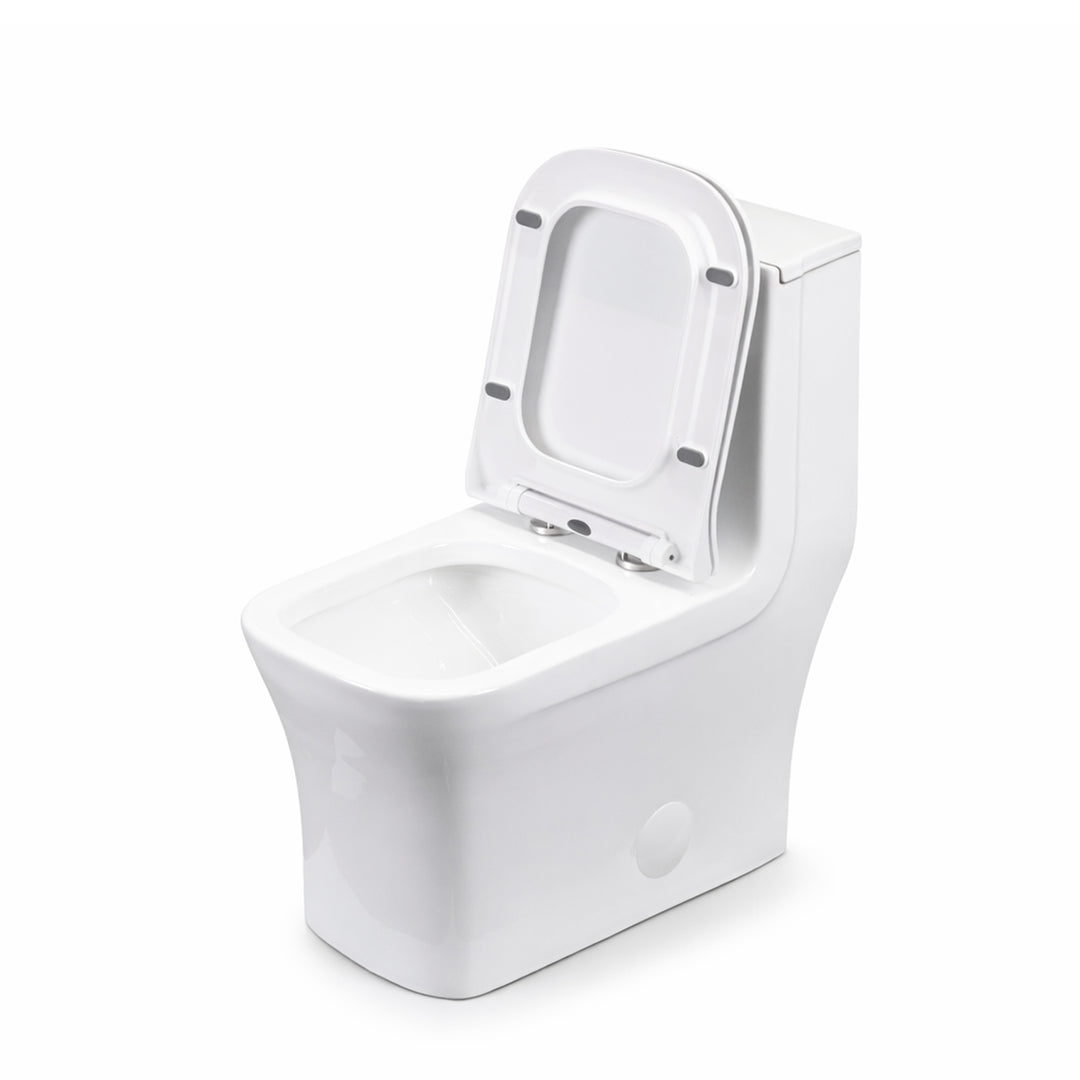 Angled open seat view of BAI 1006 Contemporary Toilet – One Piece Dual Flush with Soft-Close Seat