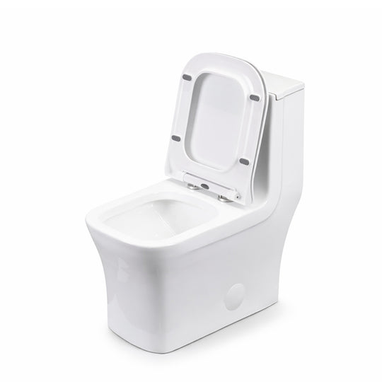 Angled open seat view of BAI 1006 Contemporary Toilet – One Piece Dual Flush with Soft-Close Seat