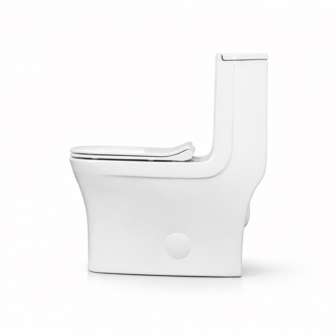 Side view of BAI 1006 Contemporary Toilet – One Piece Dual Flush with Soft-Close Seat
