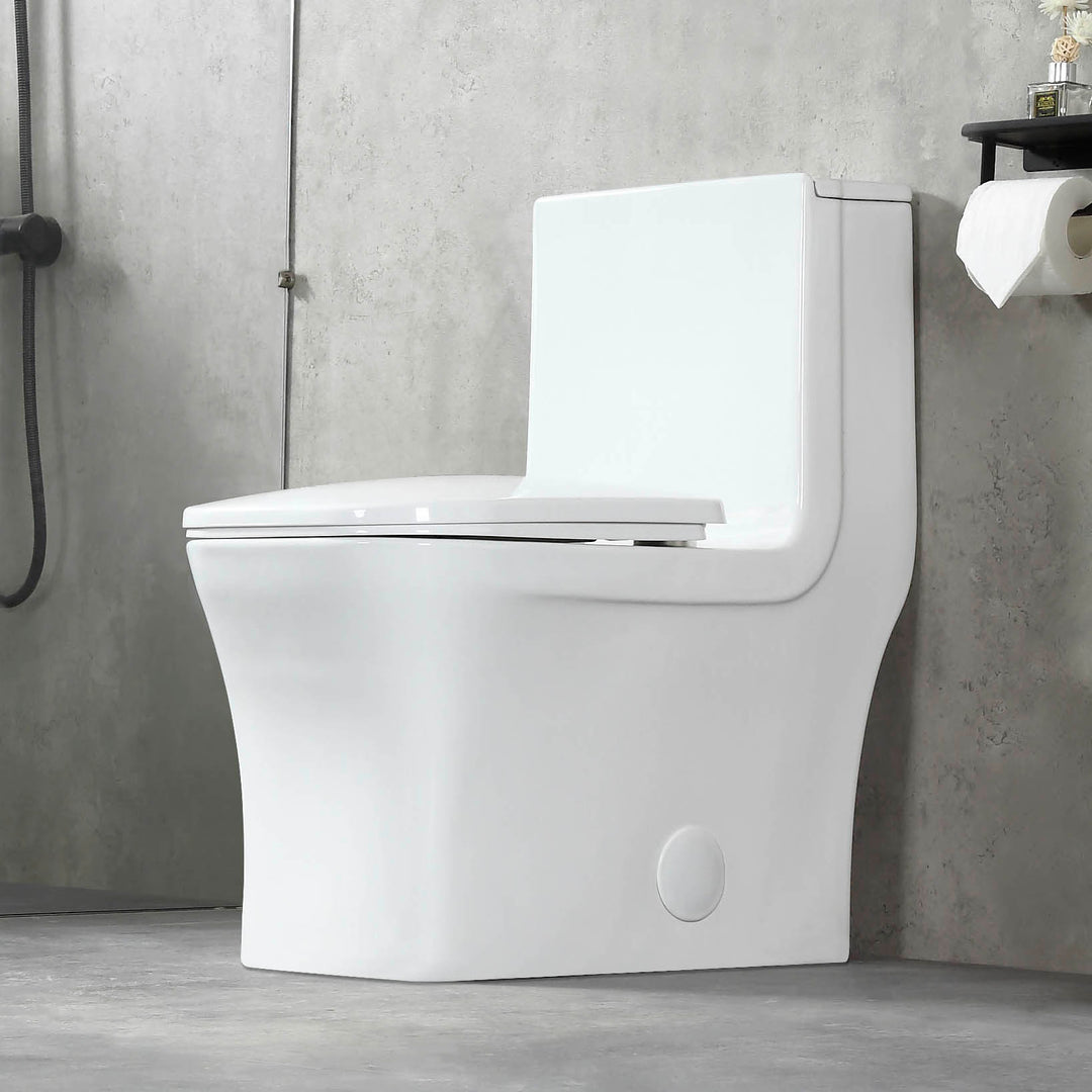 BAI 1007 Contemporary Toilet – One Piece Dual Flush with Soft-Close Seat (10-inch Rough-in)
