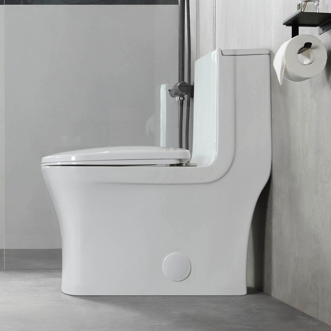 BAI 1007 Contemporary Toilet – One Piece Dual Flush with Soft-Close Seat (10-inch Rough-in)