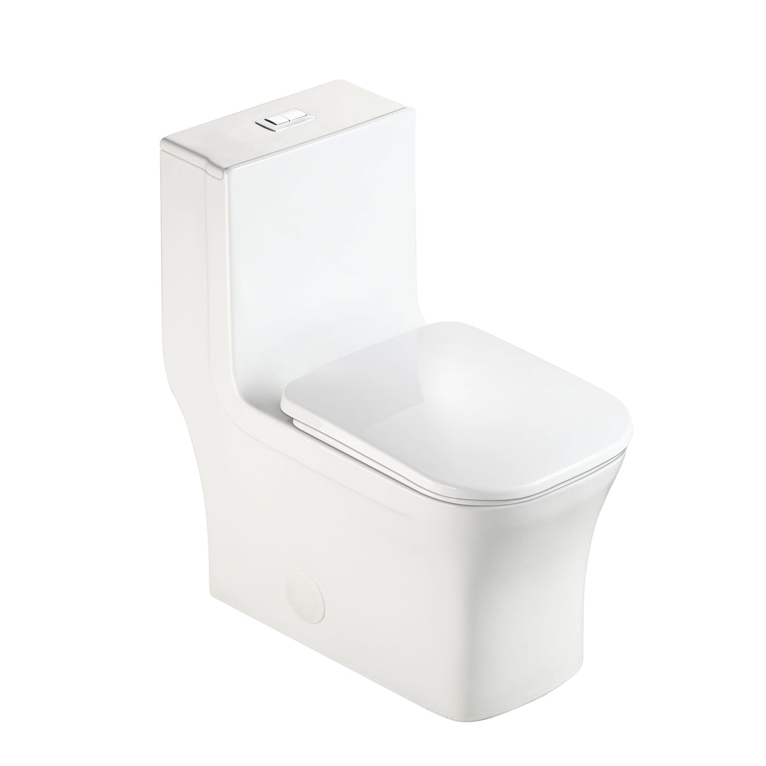 BAI 1007 Contemporary Toilet – One Piece Dual Flush with Soft-Close Seat (10-inch Rough-in)