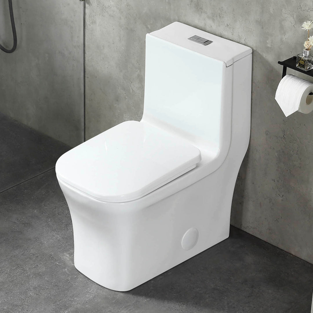 BAI 1007 Contemporary Toilet – One Piece Dual Flush with Soft-Close Seat (10-inch Rough-in)