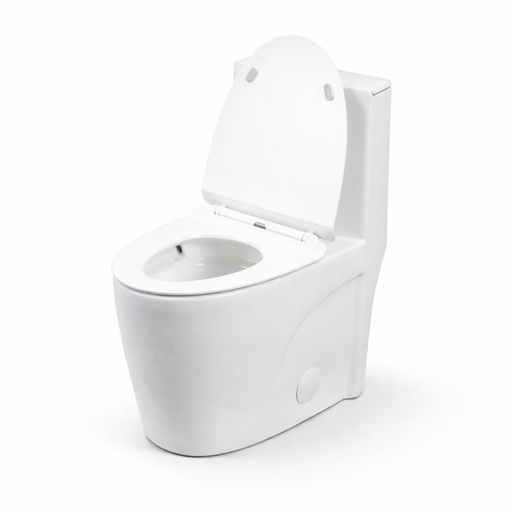 Angled open view of BAI 1009 Contemporary Toilet – One Piece Dual Flush with Soft-Close Seat