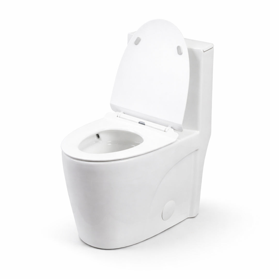 Angled open view of BAI 1009 Contemporary Toilet – One Piece Dual Flush with Soft-Close Seat
