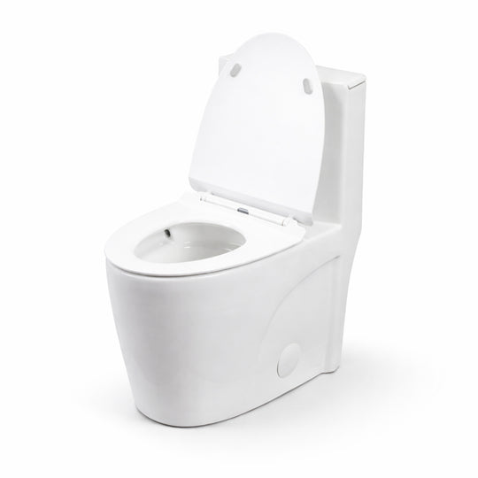 Angled open view of BAI 1009 Contemporary Toilet – One Piece Dual Flush with Soft-Close Seat