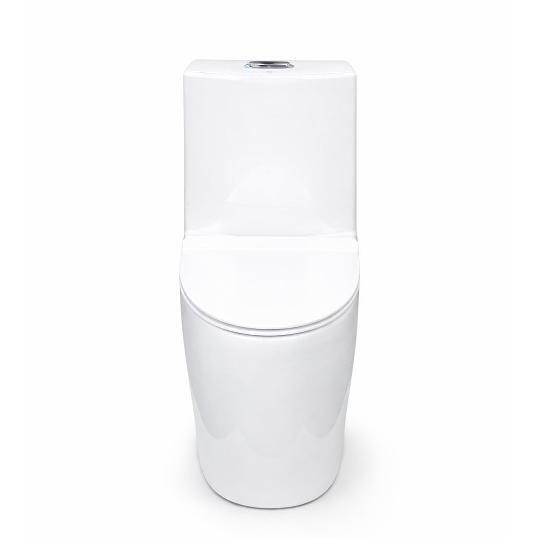 Front view of BAI 1009 Contemporary Toilet – One Piece Dual Flush with Soft-Close Seat