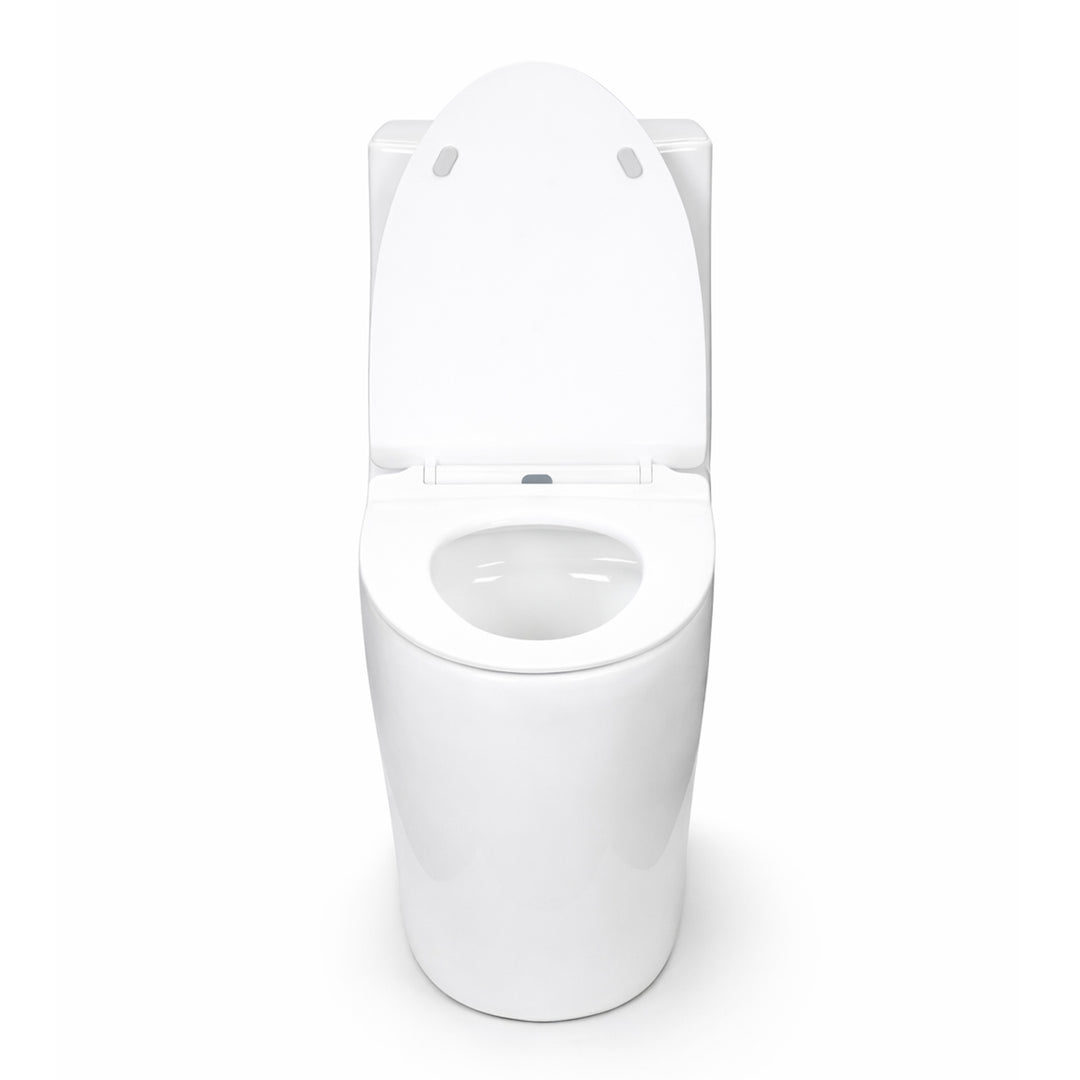 Front open view of BAI 1009 Contemporary Toilet – One Piece Dual Flush with Soft-Close Seat