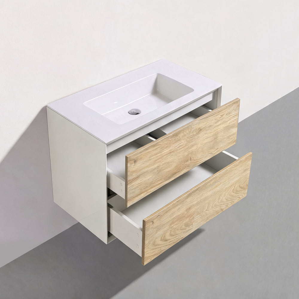 BAI Monza 30-inch Floating Bathroom Vanity with Gloss White Sink