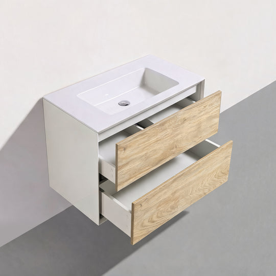 BAI Monza 30-inch Floating Bathroom Vanity with Gloss White Sink
