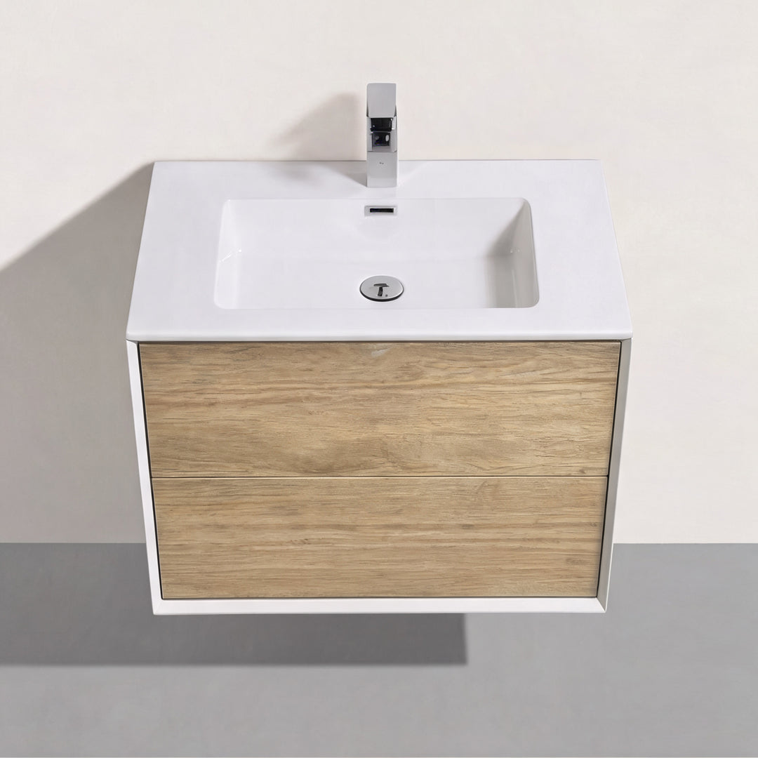 BAI Monza 30-inch Floating Bathroom Vanity with Gloss White Sink