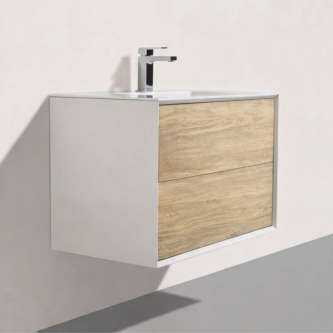 BAI Monza 30-inch Floating Bathroom Vanity with Gloss White Sink