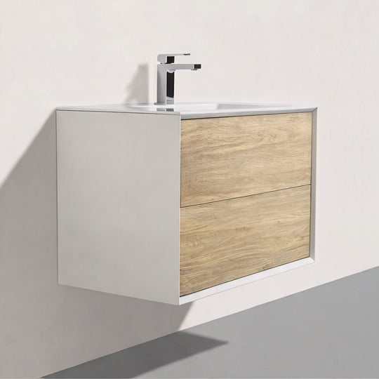 BAI Monza 30-inch Floating Bathroom Vanity with Gloss White Sink