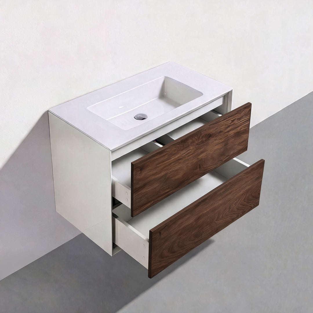 BAI Monza 30-inch Floating Bathroom Vanity with Gloss White Sink
