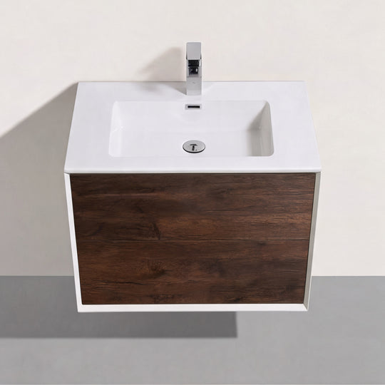 BAI Monza 30-inch Floating Bathroom Vanity with Gloss White Sink