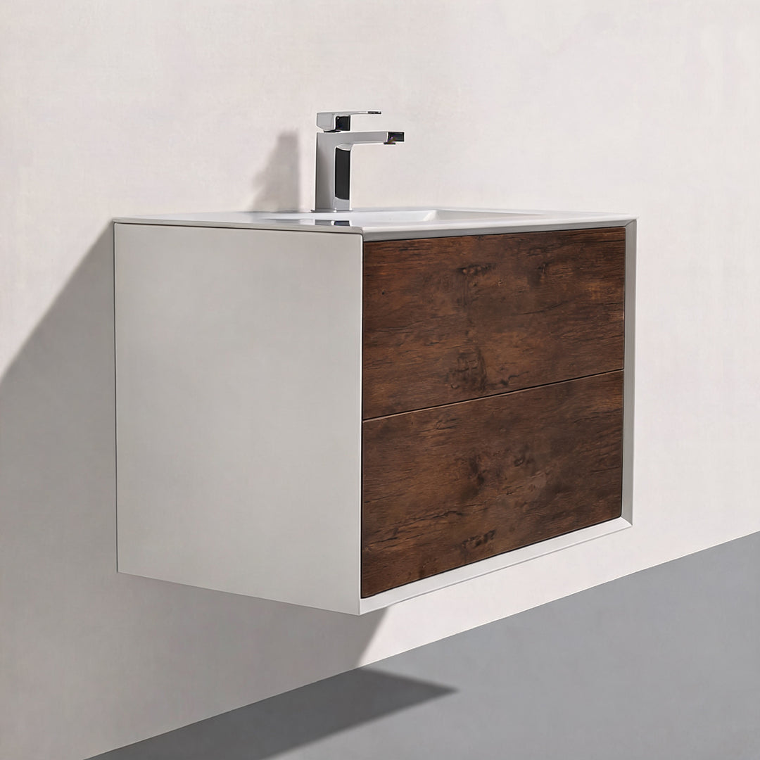 BAI Monza 30-inch Floating Bathroom Vanity with Gloss White Sink