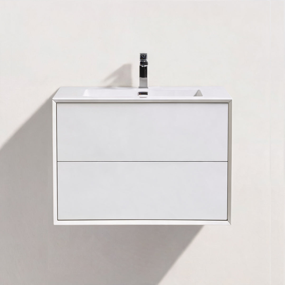 BAI Monza 30-inch Floating Bathroom Vanity with Gloss White Sink