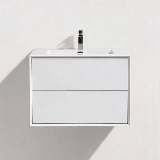 BAI Monza 30-inch Floating Bathroom Vanity with Gloss White Sink