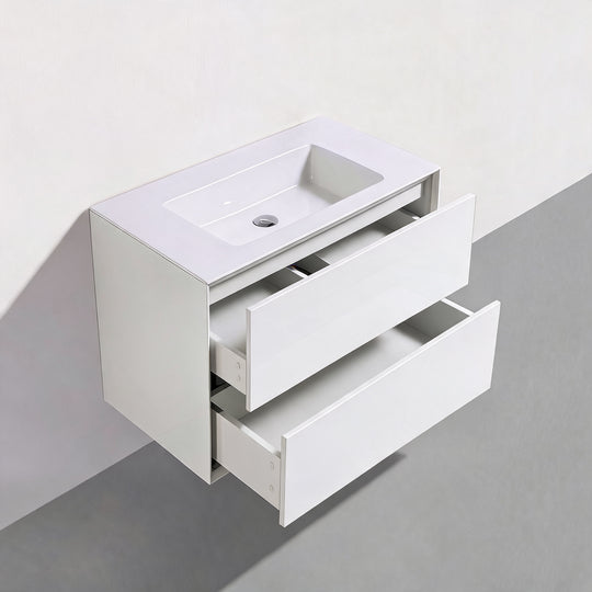 BAI Monza 30-inch Floating Bathroom Vanity with Gloss White Sink