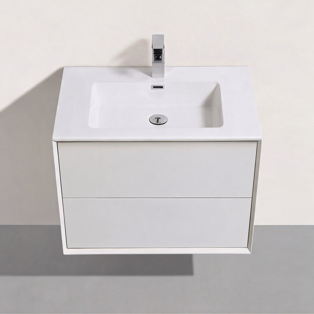 BAI Monza 30-inch Floating Bathroom Vanity with Gloss White Sink