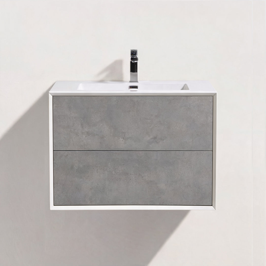 BAI Monza 30-inch Floating Bathroom Vanity with Gloss White Sink