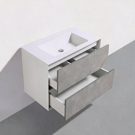 BAI Monza 30-inch Floating Bathroom Vanity with Gloss White Sink