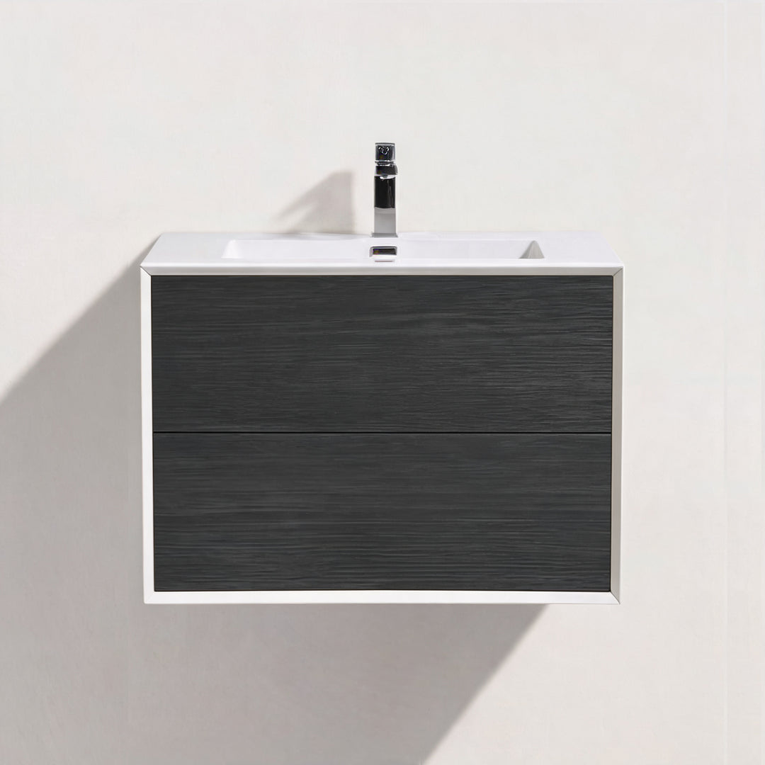 BAI Monza 30-inch Floating Bathroom Vanity with Gloss White Sink