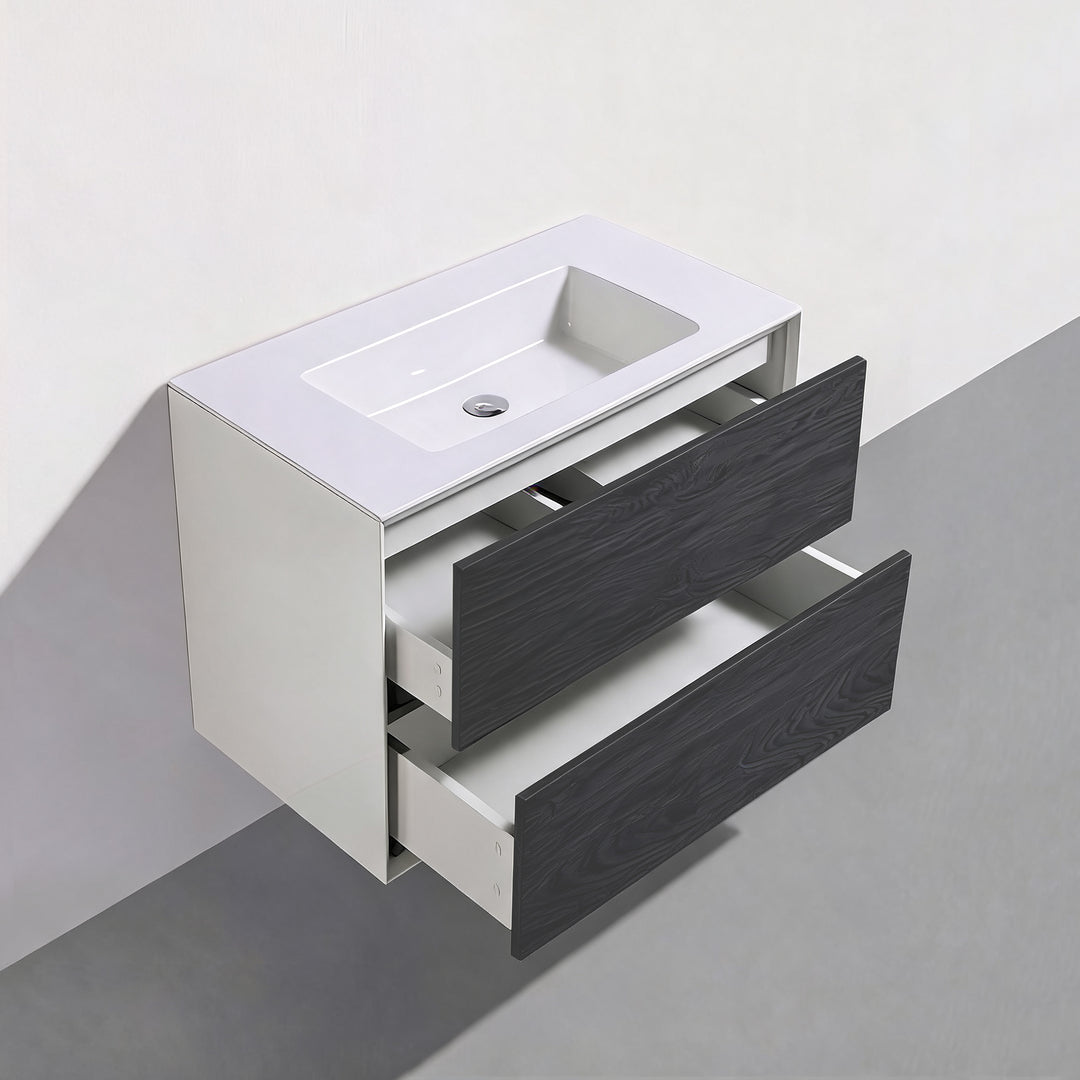 BAI Monza 30-inch Floating Bathroom Vanity with Gloss White Sink