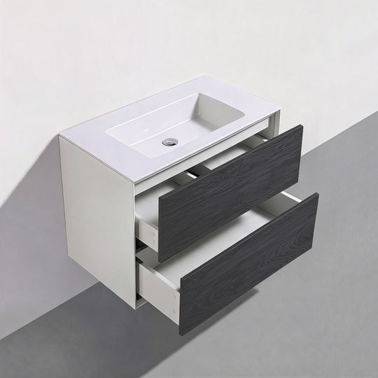 BAI Monza 30-inch Floating Bathroom Vanity with Gloss White Sink
