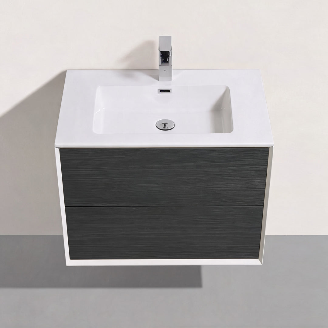 BAI Monza 30-inch Floating Bathroom Vanity with Gloss White Sink