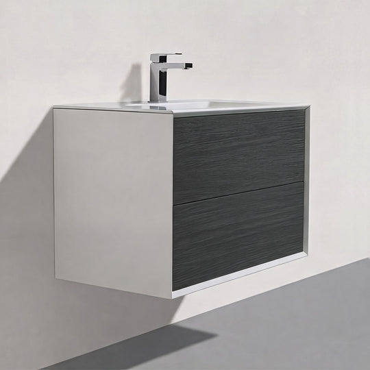 BAI Monza 30-inch Floating Bathroom Vanity with Gloss White Sink