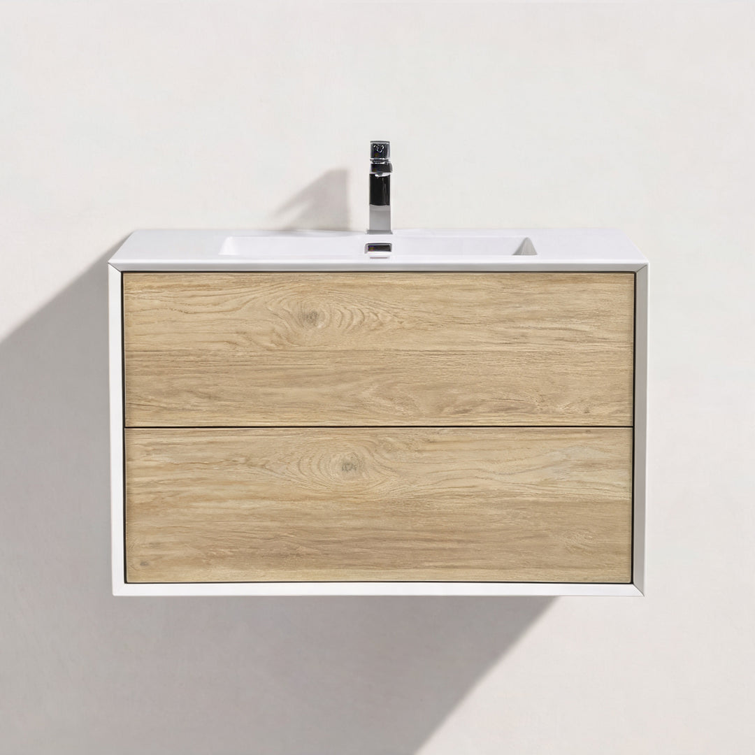 BAI Monza 36-inch Floating Bathroom Vanity with Gloss White Sink