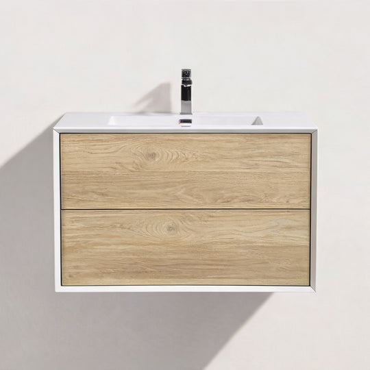 BAI Monza 36-inch Floating Bathroom Vanity with Gloss White Sink