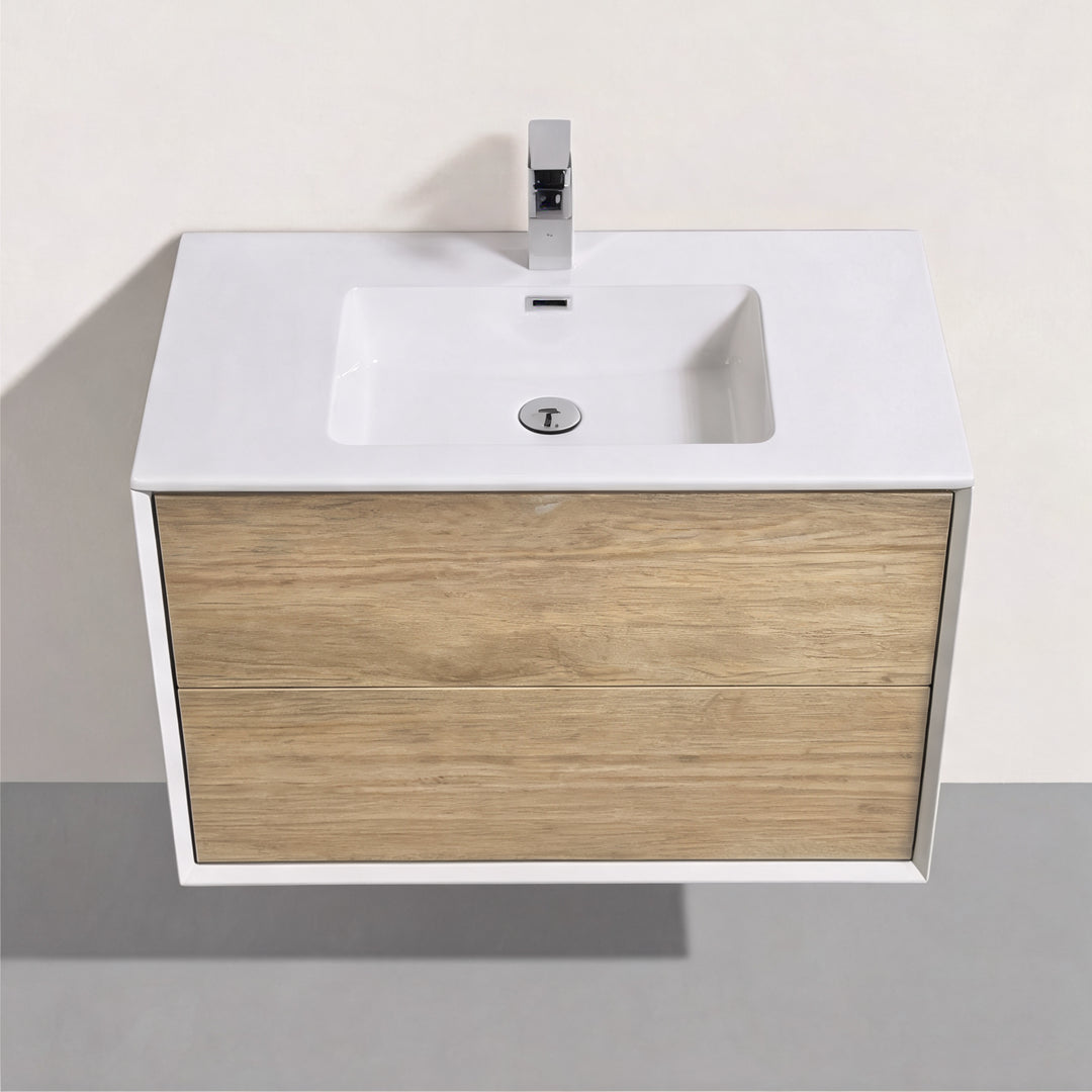 BAI Monza 36-inch Floating Bathroom Vanity with Gloss White Sink