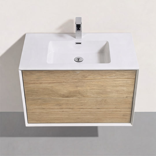BAI Monza 36-inch Floating Bathroom Vanity with Gloss White Sink