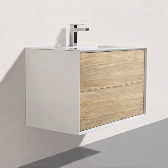 BAI Monza 36-inch Floating Bathroom Vanity with Gloss White Sink
