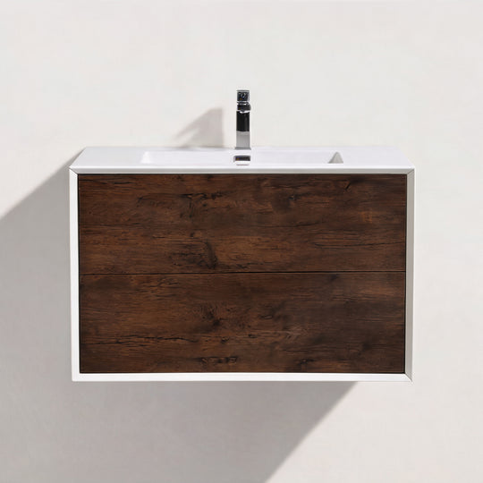 BAI Monza 36-inch Floating Bathroom Vanity with Gloss White Sink