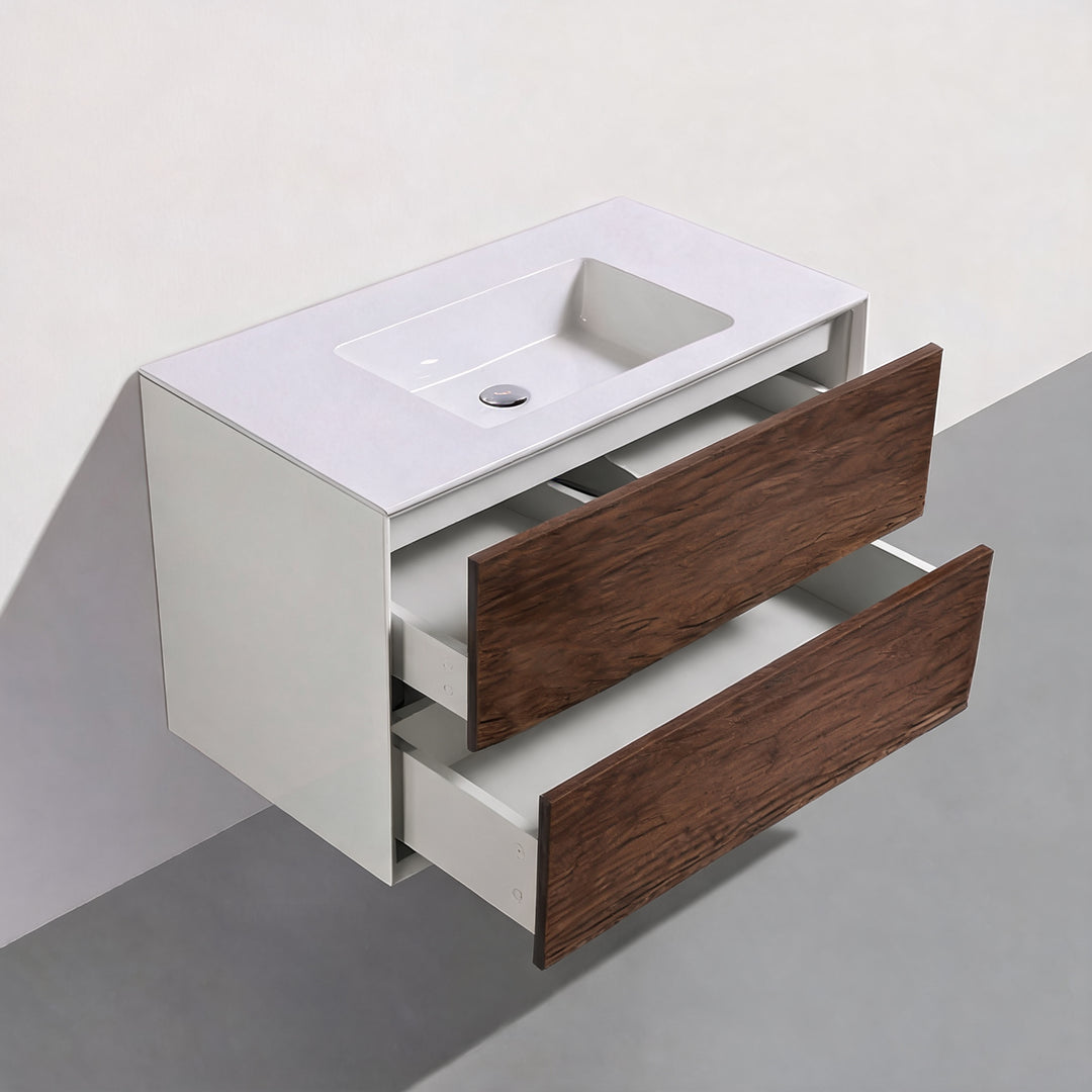 BAI Monza 36-inch Floating Bathroom Vanity with Gloss White Sink