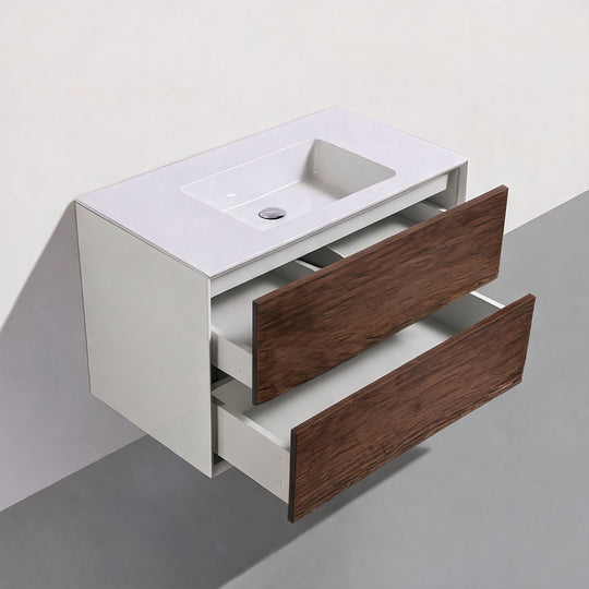 BAI Monza 36-inch Floating Bathroom Vanity with Gloss White Sink