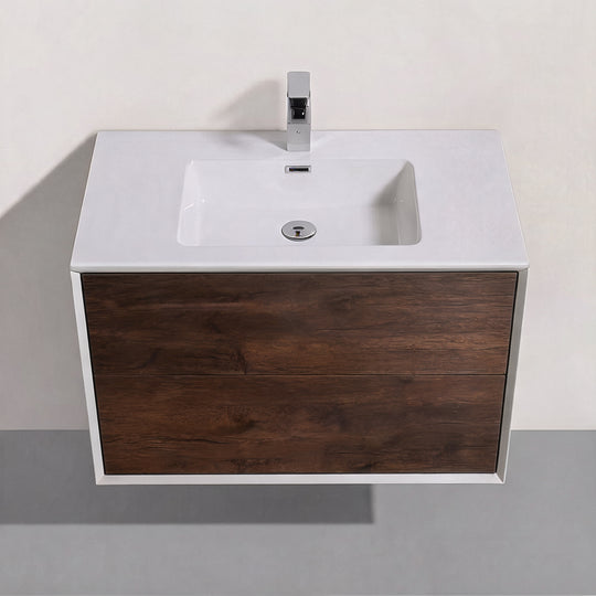 BAI Monza 36-inch Floating Bathroom Vanity with Gloss White Sink