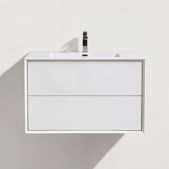 BAI Monza 36-inch Floating Bathroom Vanity with Gloss White Sink