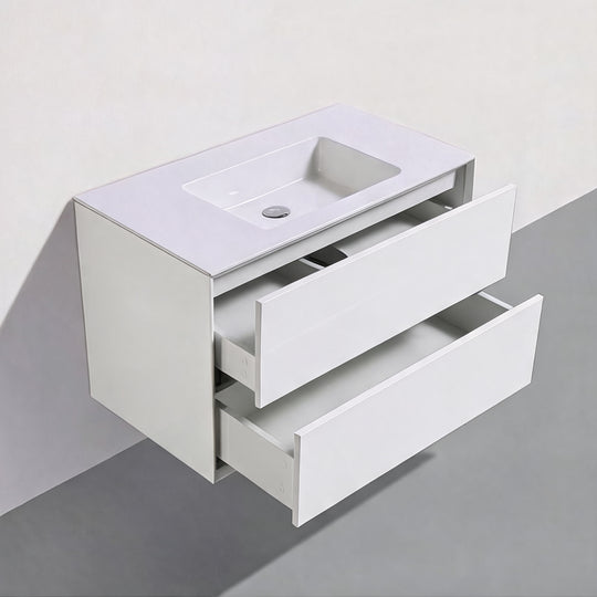 BAI Monza 36-inch Floating Bathroom Vanity with Gloss White Sink